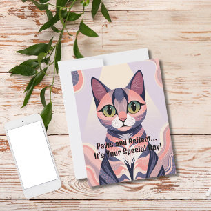 Süße bunte Katze, Lustig, Chic, Verspieltes Geburt Postkarte