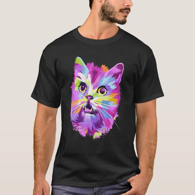 Süße bunte Katze T-Shirt (Vorderseite)