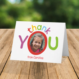 Süße bunte Kinder-Foto-Dankeschön-Karte Dankeskarte