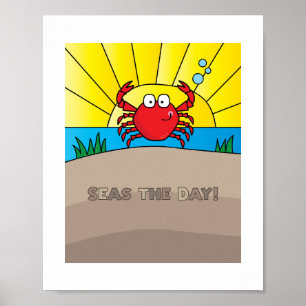 Süße bunte Krabben-Illustration Ozean-Tier-Kunst Poster