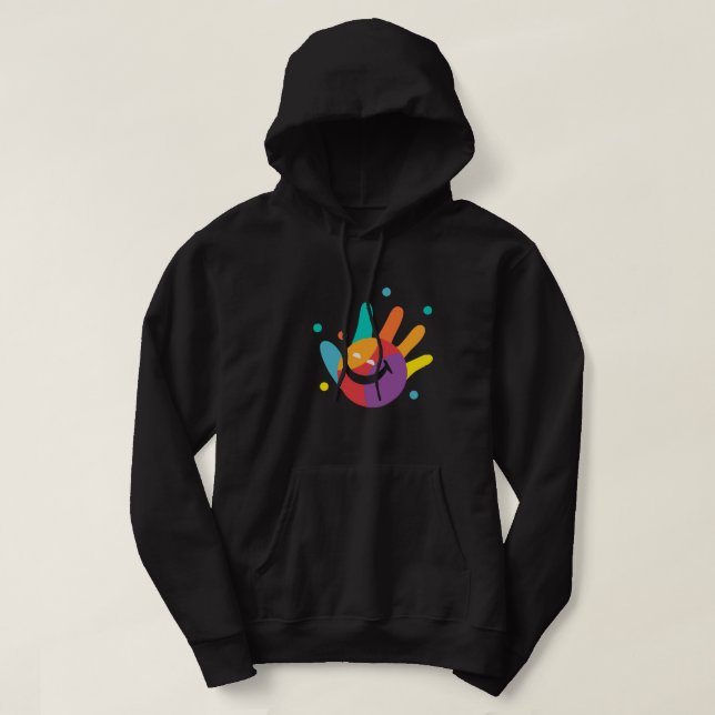 Süße Bunte Lächeln Handabdruck Unisex Pullover Kap (Design vorne)