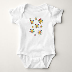 Süße bunte lächelnde Sonnen-Illustration Baby Strampler