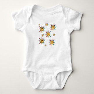 Süße bunte lächelnde Sonnen-Illustration Baby Strampler
