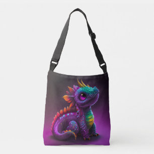 Süße bunte lila Drachen-Echsen-Kunst Tragetaschen Mit Langen Trägern