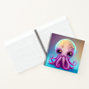 Süße bunte lila Oktopus-Alien-Kunst Notizbuch