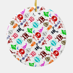 Süße bunte lustige Monster-Muster Keramik Ornament