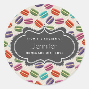 Süße bunte Macarons Muster Küche Runder Aufkleber