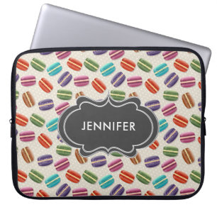 Süße bunte Macarons-Muster mit Tupfen Laptopschutzhülle