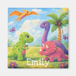 Süße bunte Mädchen-Dinosaurier-Freunde Kinder  Magnet