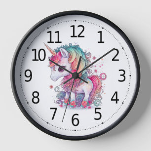 Süße Bunte Magische Kreatur Einhorn Kunstwerk   Uhr