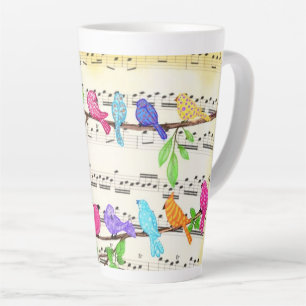 Süße bunte musikalische Vögel Latte Tassen