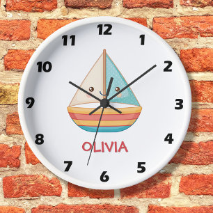 Süße bunte nautische Segeljacht Uhr