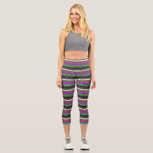 Süße bunte Neonstreifen Capri Leggings