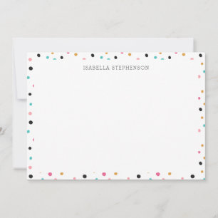 Süße bunte Punkte-Muster personalisierte Name Dankeskarte