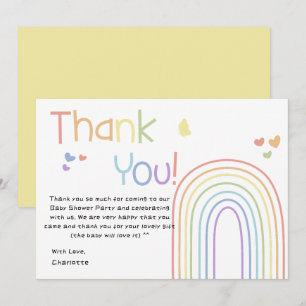 Süße bunte Regenbogen-Baby-Party Dankeskarten Dankeskarte