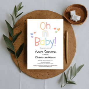 Süße bunte Regenbogen-Baby-Party-Einladung Einladung