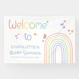 Süße bunte Regenbogen mit Herzen Baby Shower Banner