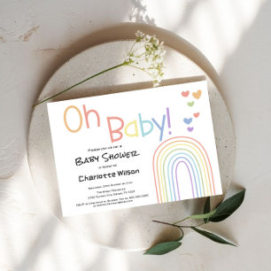 Süße bunte Regenbogen mit Herzen Baby Shower Einladung