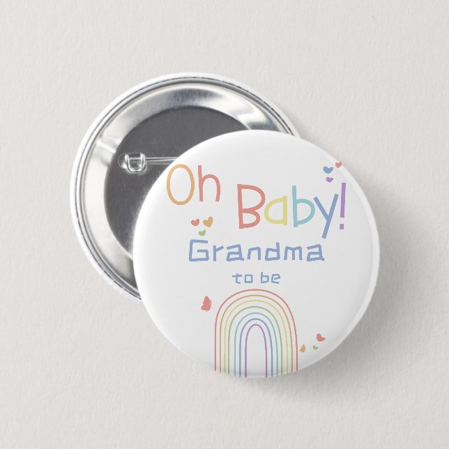 Süße bunte Regenbogen-Oma mit Herzen Button (Vorne & Hinten)