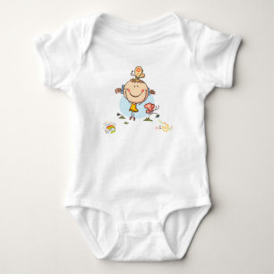 Süße Bunte Regenbogen-Stockfigur-Vogel-Schmetterli Baby Strampler