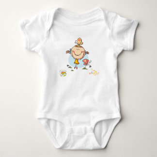 Süße Bunte Regenbogen-Stockfigur-Vogel-Schmetterli Baby Strampler