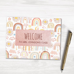 Süße bunte Regenbögen und Gänseblümchen-Blumen abs Postkarte