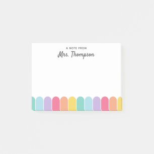 Süße bunte Regenbogenbogen personalisierte Lehreri Post-it Klebezettel
