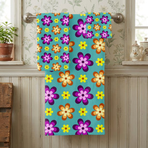 Süße bunte Retro-Blumen-Badehandtücher-Set Badhandtuch Set