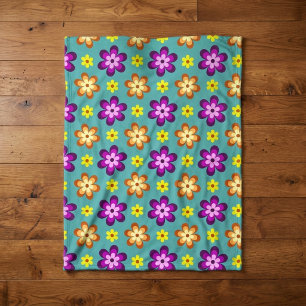 Süße bunte Retro-Blumen Kleine Fleece-Decke Fleecedecke