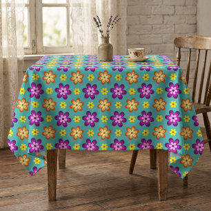 Süße bunte Retro-Blumen kleine Tischdecke