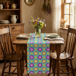 Süße bunte Retro-Blumen kleine Tischdecke