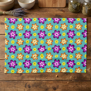 Süße bunte Retro-Blumen-Küchenhandtuch Geschirrtuch