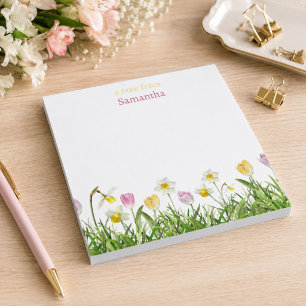 Süße bunte rosa gelbe Wildblume floral Notizblock