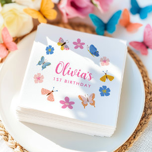 Süße bunte Schmetterlinge Geburtstagsfeier Serviette