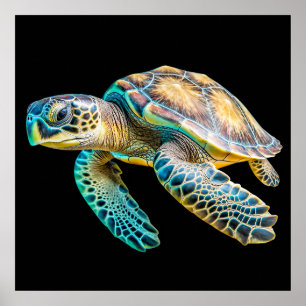Süße bunte Schwimm-Schildkröten-Illustration Poster