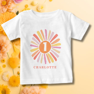 Süße bunte Sonne 1. Geburtstag personalisiert Baby T-shirt