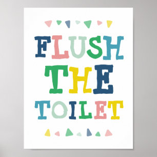 Süße bunte Spül die Toilette Spaß Kinder Badezimme Poster