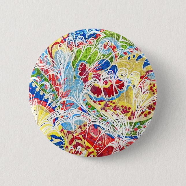 Süße bunte vintage Blumen Button (Vorderseite)