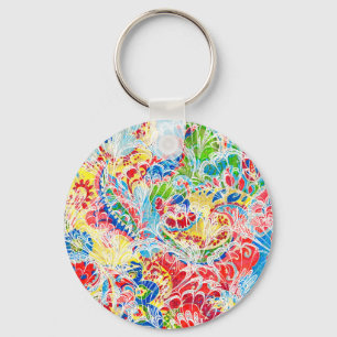 Süße bunte Vintage-Blumen Samsung Galaxy Wallet Schlüsselanhänger