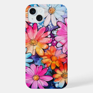 Süße bunte Vintage-Blumenkunst iPhone 15 Plus Hülle