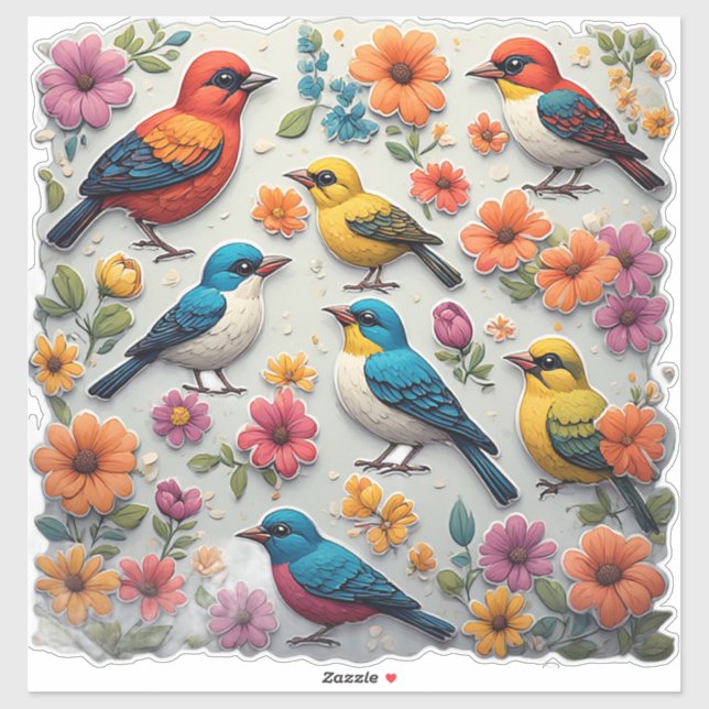 Süße bunte Vogel-Aufkleber-Sammlung 🐦 Aufkleber (Blatt)