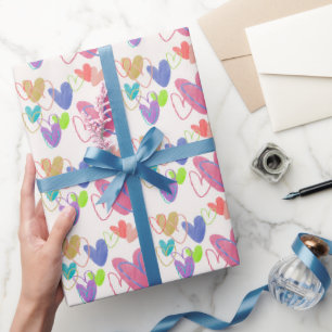 Süße bunte Wachsmalstift-Herzen Geschenkpapier