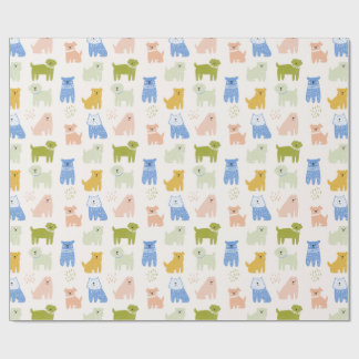 Süße bunte Wachsmalstift-Hunde Geschenkpapier
