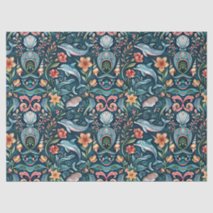 Süße bunte Wasserfarbe Blumen-Delfine-Decoupage Seidenpapier
