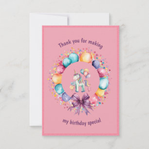 Süße bunte Wasserfarbe Einhorn Geburtstag Dankeskarte