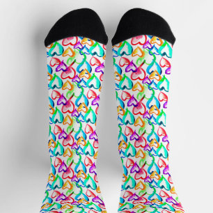 Süße bunte Wasserfarbe-Herzen Muster Flip Flops Socken