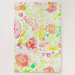 Süße bunte Wasserfarben Blumen Puzzle
