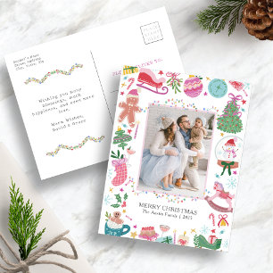Süße bunte Weihnachts-Postkarte Feiertagspostkarte