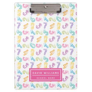 Süße Bunte Zahlen Muster Kinder Name Klemmbrett