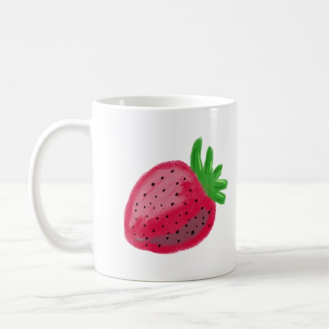 Süße Buntstift-Textur Rote Erdbeere Frucht Kaffeetasse (Links)